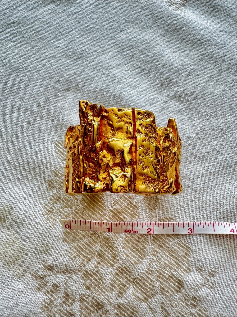 Vintage Textured Gold Cuff Bracelet - Picture 5 of 7